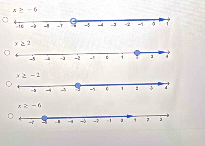 x≥ -6
x≥ 2
x≥ -6