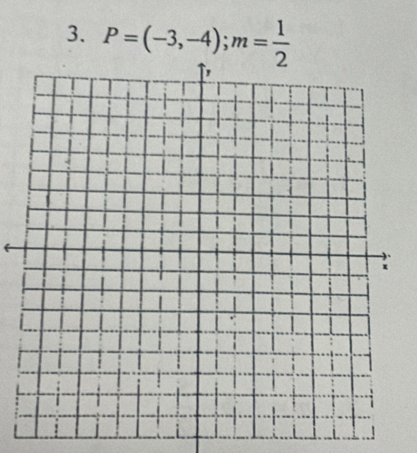 P=(-3,-4); m= 1/2 