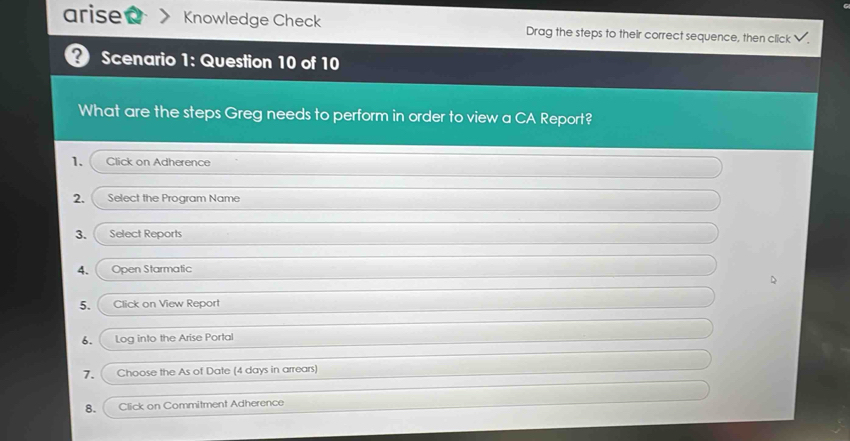 Solved: arise Knowledge Check Drag the steps to their correct sequence ...
