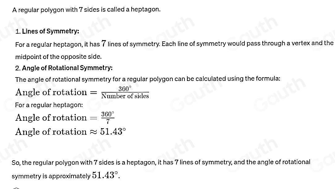 Solved: Given the regular polygon shown below: How many lines of ...