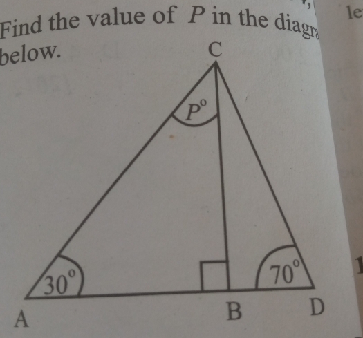 le
Find the value of P in the diagn