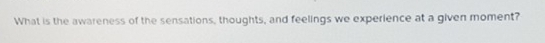 What is the awareness of the sensations, thoughts, and feelings we experience at a given moment?