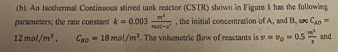 Solved: An Isothermal Continuous stirred tank reactor (CSTR) shown in ...