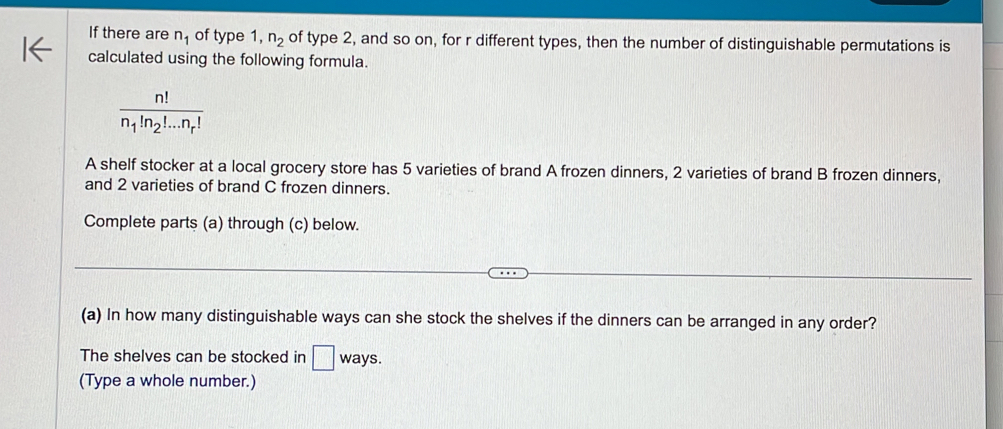 Solved: If there are n_1 of type 1, n_2 of type 2, and so on, for r ...