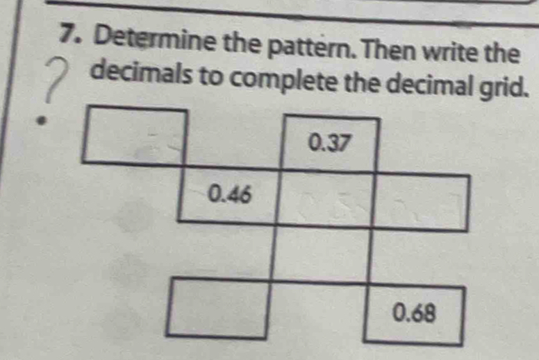 Solved: Determine the pattern. Then write the decimals to complete the ...