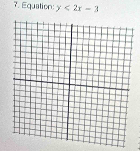 Equation: y<2x-3</tex>