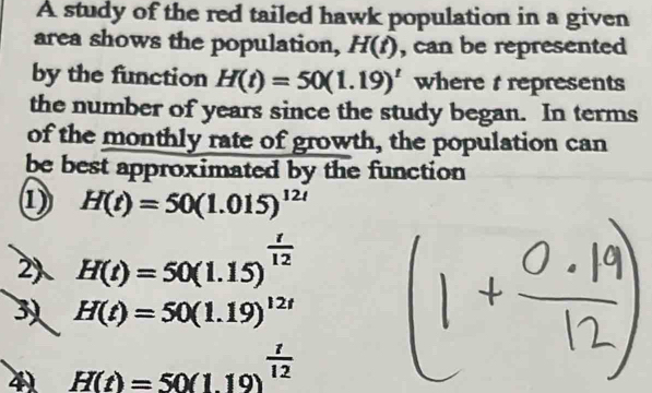 Solved: A study of the red tailed hawk population in a given area shows ...