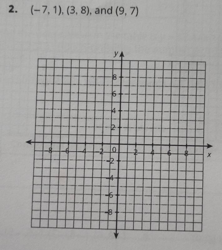 (-7,1), (3,8) , and (9,7)