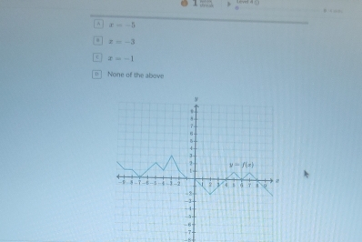 1 ,, 
^ x=-5 . x=-3
a x=-1
| None of the above