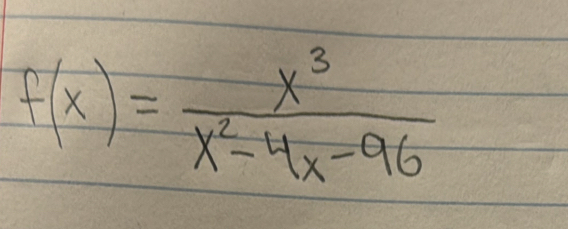 f(x)= x^3/x^2-4x-96 