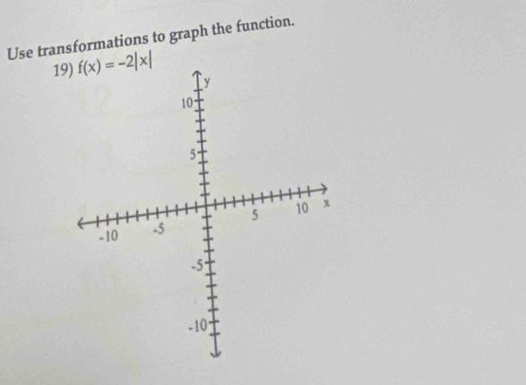 Use transformations to graph the function.
19)