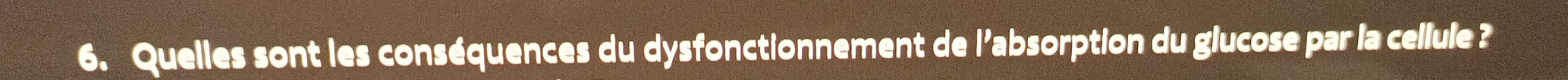 Quelles sont les conséquences du dysfonctionnement de l'absorption du glucose par la cellule ?