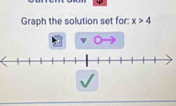 Graph the solution set for: x>4