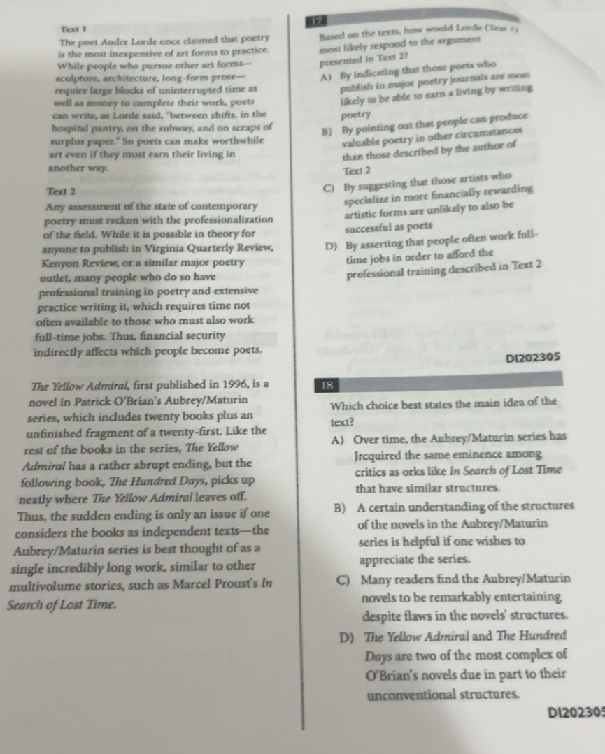 Solved: Text 1 The poet Audre Lorde once claimed that poetry Based on ...