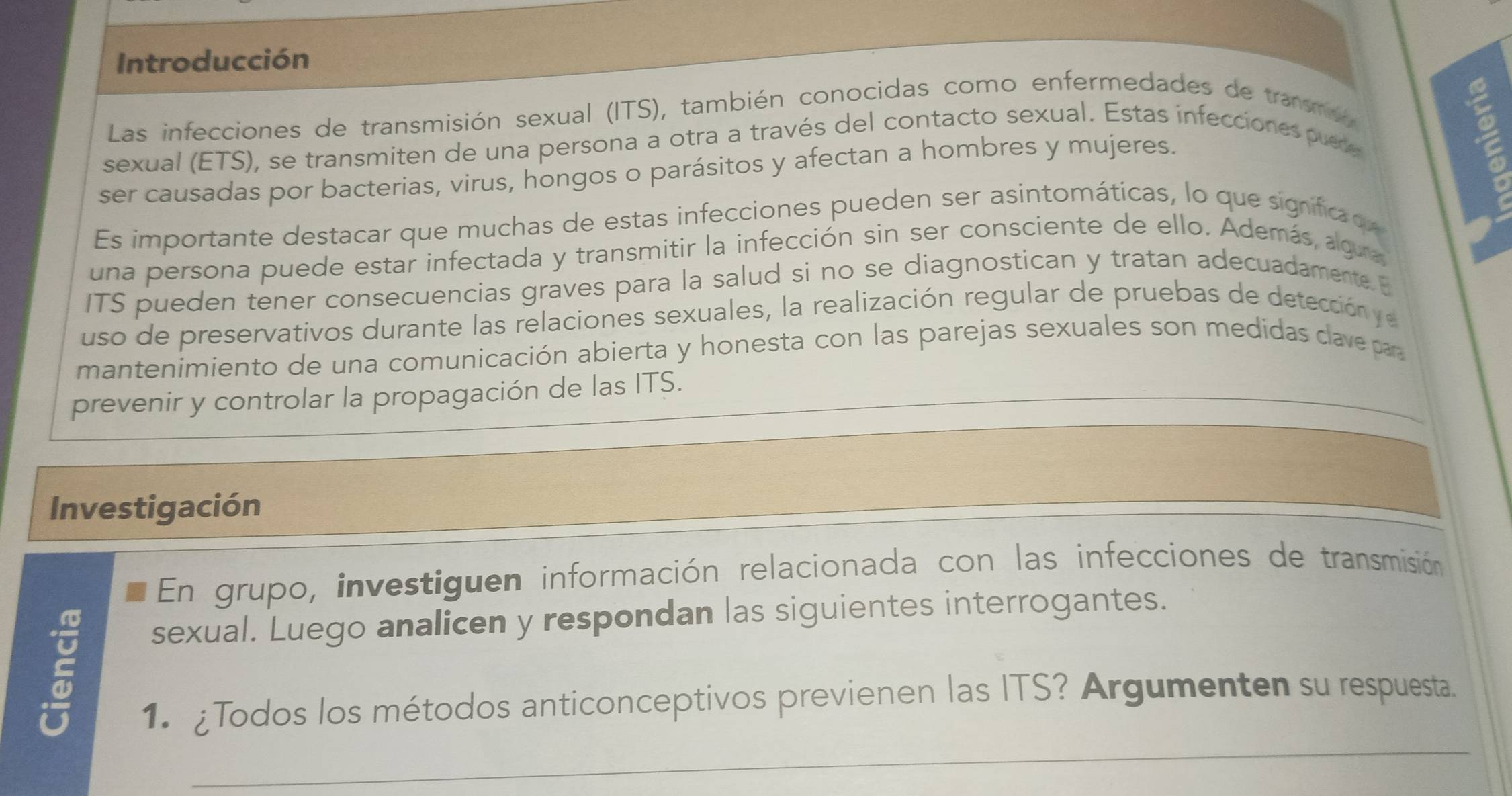 Resuelto:Introducción Las infecciones de transmisión sexual (ITS ...