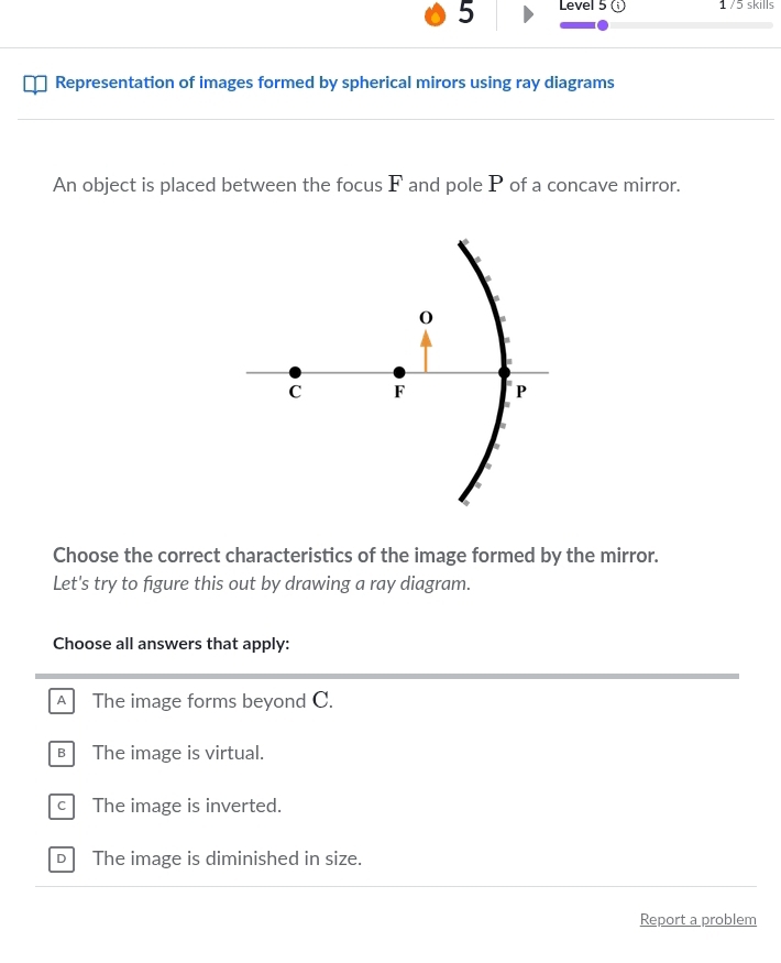 Solved: Level 5 ( 175 skills Representation of images formed by ...