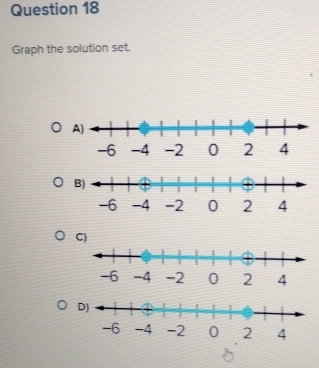 Graph the solution set. 
C)