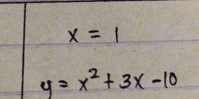 x=1
y=x^2+3x-10