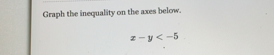 Graph the inequality on the axes below.
x-y