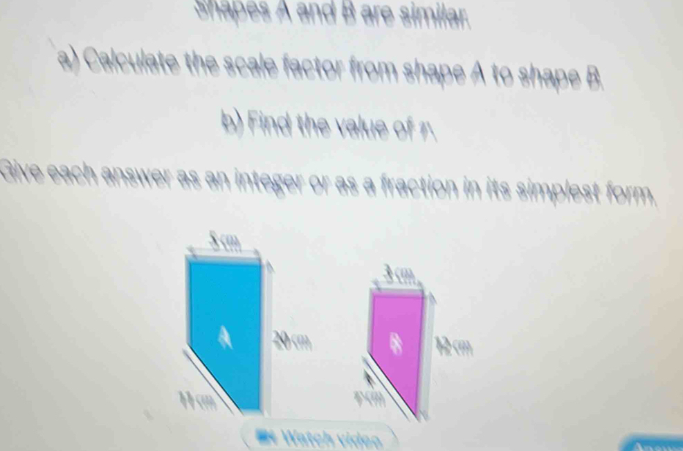Solved: shapes A and B are similar. a) Calculate the scale factor from ...