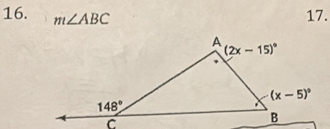 m∠ ABC
17.