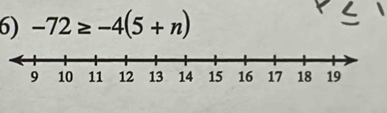 -72≥ -4(5+n)