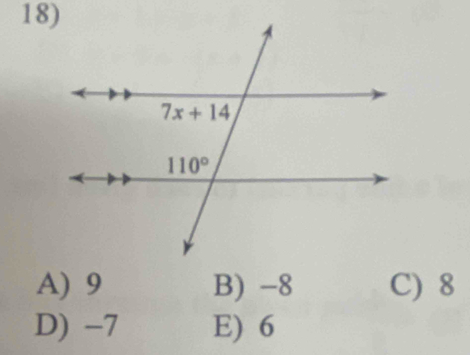 A) 9 B) -8 C) 8
D) -7 E) 6