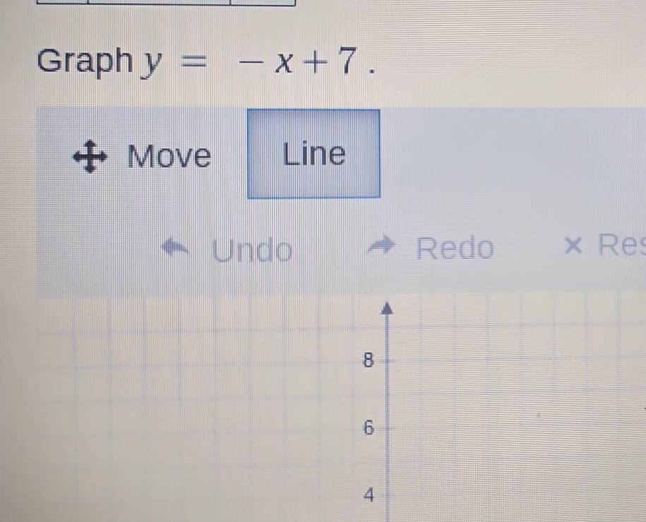 Graph y=-x+7. 
Move Line 
Undo Redo × Res