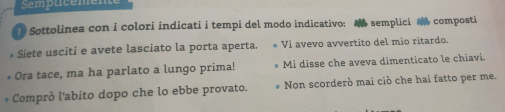 Risolto:Sempticemente 1 Sottolinea con i colori indicati i tempi del ...