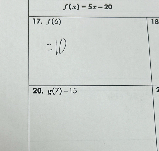 f(x)=5x-20
18