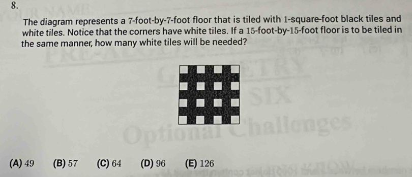 Solved: The diagram represents a 7-foot -by -7-foot floor that is tiled ...