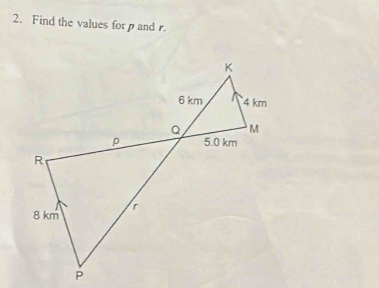 Find the values for p and r.