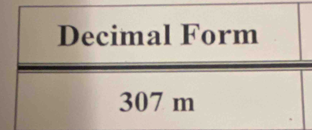 Decimal Form
307 m