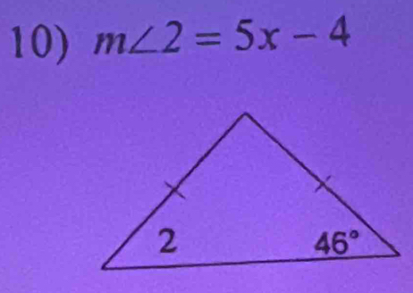 m∠ 2=5x-4