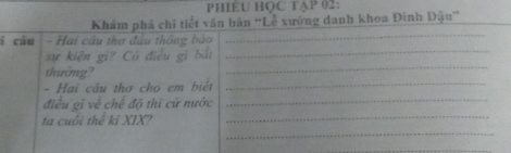 PHIÉU HỌC TẠp 02 : 
nh khoa Đinh Đậu” 
i