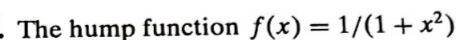 The hump function f(x)=1/(1+x^2)