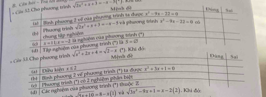 Câu hỏi - Trú lới đng  KKi do
sqrt(2x^2+x+3=-x-5())