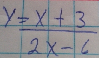 y= (x+3)/2x-6 