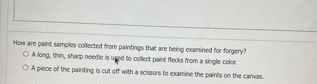 Solved: How are paint samples collected from paintings that are being ...