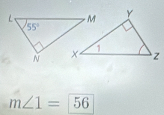 m∠ 1= 56