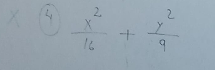 X 4
 x^2/16 + y^2/9 