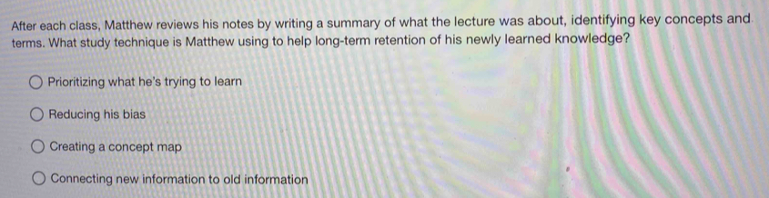 Solved: After each class, Matthew reviews his notes by writing a ...