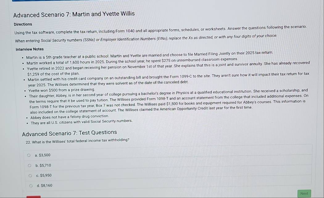 Solved: Advanced Scenario 7: Martin and Yvette Willis Directions Using ...