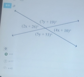 x=0
B x=17
C x=42