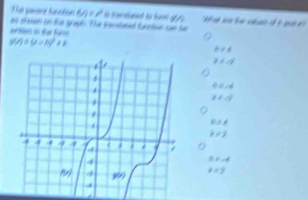 Te porré ba tr f/)=!= nh li bn nha    
        
a     S a S t a 
nen to the fom
g(x)=(x-h)^2+k
b=4
y=-7
dL=4
if=2°
0=4
x=2
B:Fod
k=2