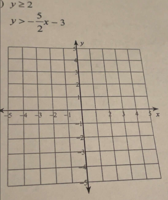 ) y≥ 2
y>- 5/2 x-3
5