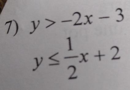 y>-2x-3
y≤  1/2 x+2