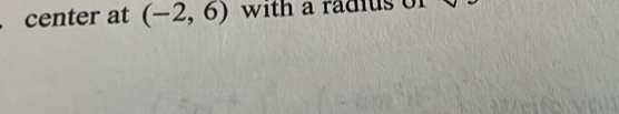 center at (-2,6) with a radius of □ u
