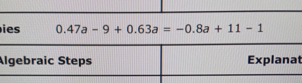 ie 0.47a-9+0.63a=-0.8a+11-1
At