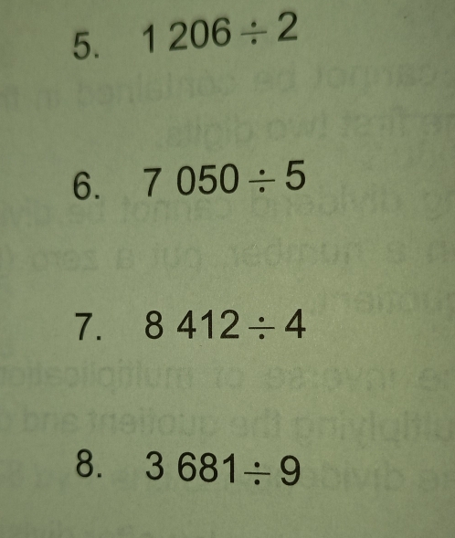 1206/ 2
6. 7050/ 5
7. 8412/ 4
8. 3681/ 9